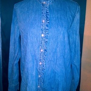 Ralph lauren ruffled button down womans size XL